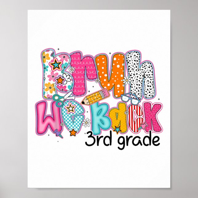 Bruh We Back 3rd Grade First Day Of School Back To Poster (Front)