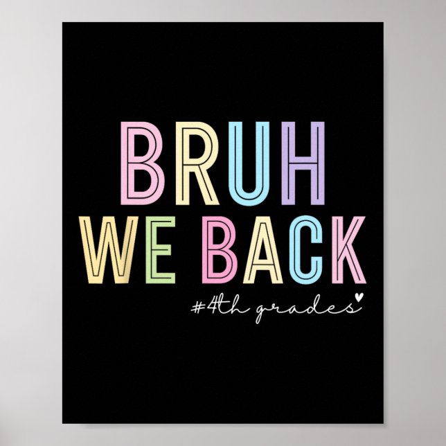 Bruh We Back 4th Grade Shirt Funny Back To School  Poster (Front)