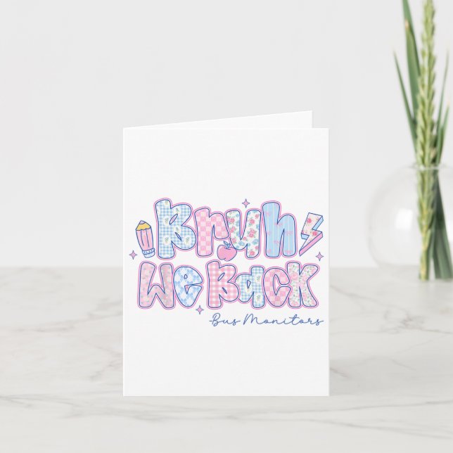 Bruh We Back Bus Monitors Flowers Back To School  Card (Front)