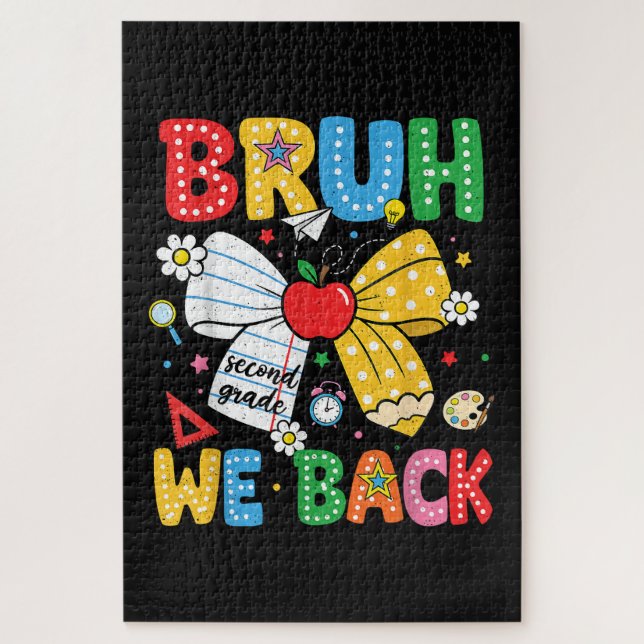 Bruh We Back Second 2nd Grade Back to School Jigsaw Puzzle (Vertical)