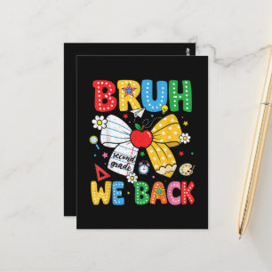 Bruh We Back Second 2nd Grade Back to School Postcard