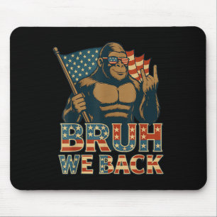 Bruh We Back To School Funny Bigfoot American Flag Mouse Pad