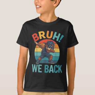 Bruh We Back To School Funny Bigfoot American Flag T-Shirt