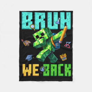 Bruh We Ck 5th Grade Ck To School Gamer Dabbing Bo Fleece Blanket