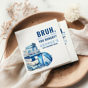 BRUH.. You Hungry Blue Pool Party Boy Birthday  Napkin