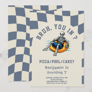 Bruh you in Boy Summer Pool Birthday Party  Invitation