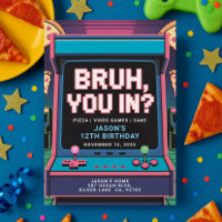 Bruh You In? Neon Video Game Arcade Birthday Party