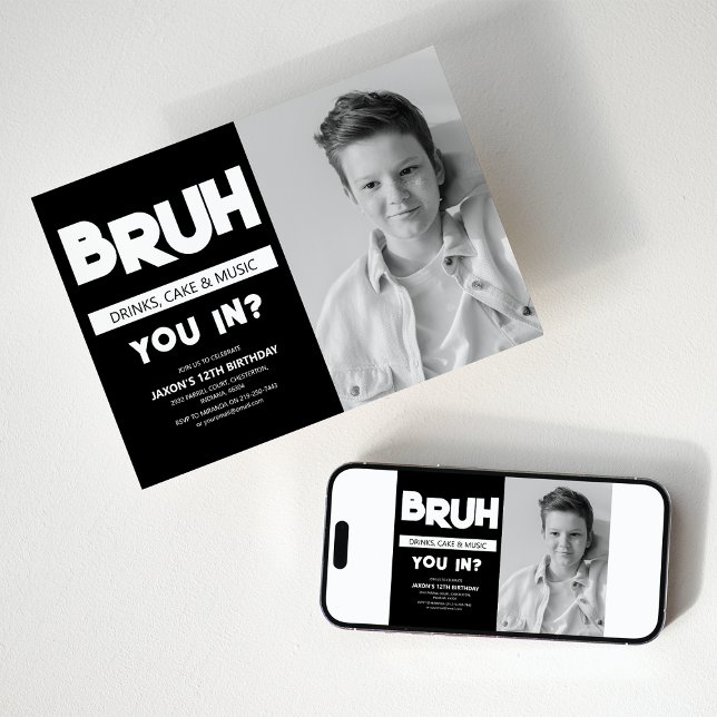 BRUH | You In? Photo Birthday Invitation (Creator Uploaded)
