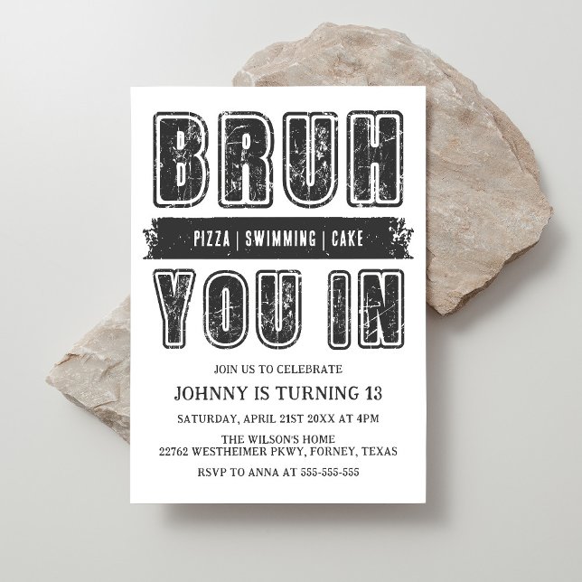 Bruh, You In? Pool Party Teen Boy Birthday Invitation (Creator Uploaded)