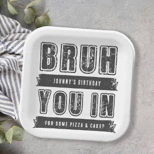 Bruh, You In? Pool Party Teen Boy Birthday Paper Plate