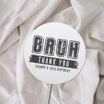 Bruh You In Pool Party Teen Boy Birthday Thank You Classic Round Sticker<br><div class="desc">Bruh You In Pool Party Teen Boy Birthday Thank You Classic Round Sticker</div>