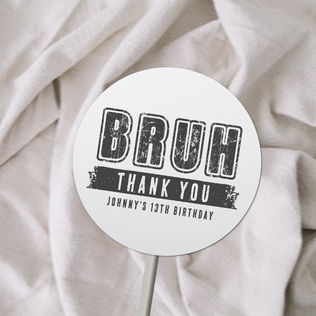 Bruh You In Pool Party Teen Boy Birthday Thank You Classic Round Sticker (Creator Uploaded)