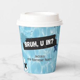 Bruh You In Summer Pool Party Teen Boy Birthday Paper Cups