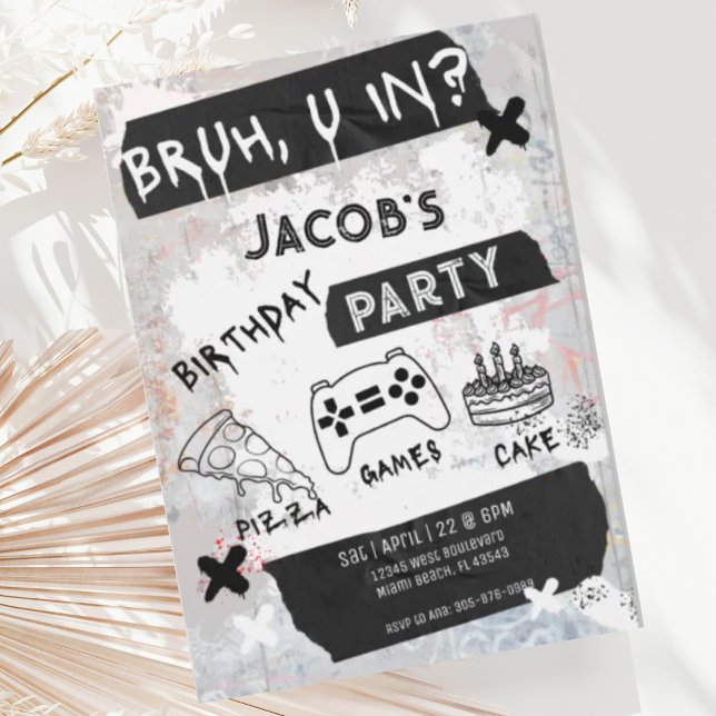 Bruh You In Video Game Teen Boy Birthday Invitation (Creator Uploaded)