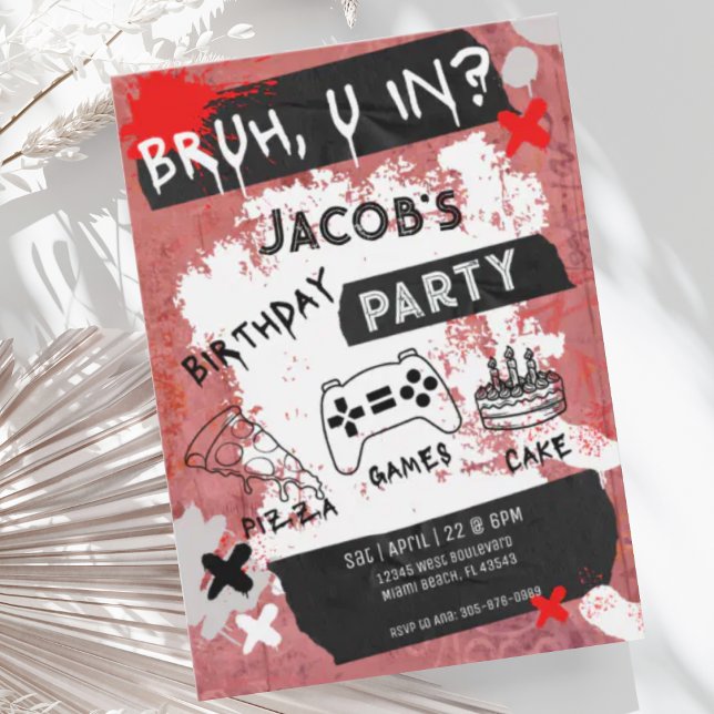 Bruh You In Video Game Teen Boy Birthday Invitation (Creator Uploaded)