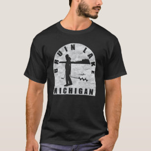 Bruin Lake Ice Fishing Michigan T-Shirt