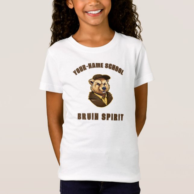 Bruin Mascot | Brown & Gold - School College Team T-Shirt (Front)