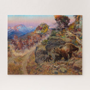 Bruin Not Bunny Turned the Leaders by C. M Russell Jigsaw Puzzle