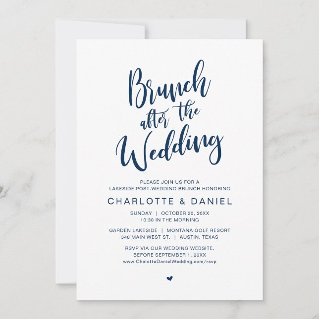 Brunch After The Wedding, Elopement Celebration Invitation (Front)