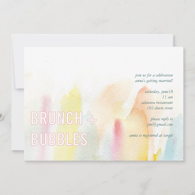 Brunch and Bubbles Watercolor Shower Invitation (Front)