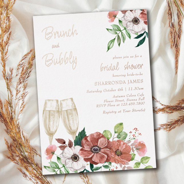 Brunch and Bubbly Autumn Bridal Shower Rose Gold (Creator Uploaded)