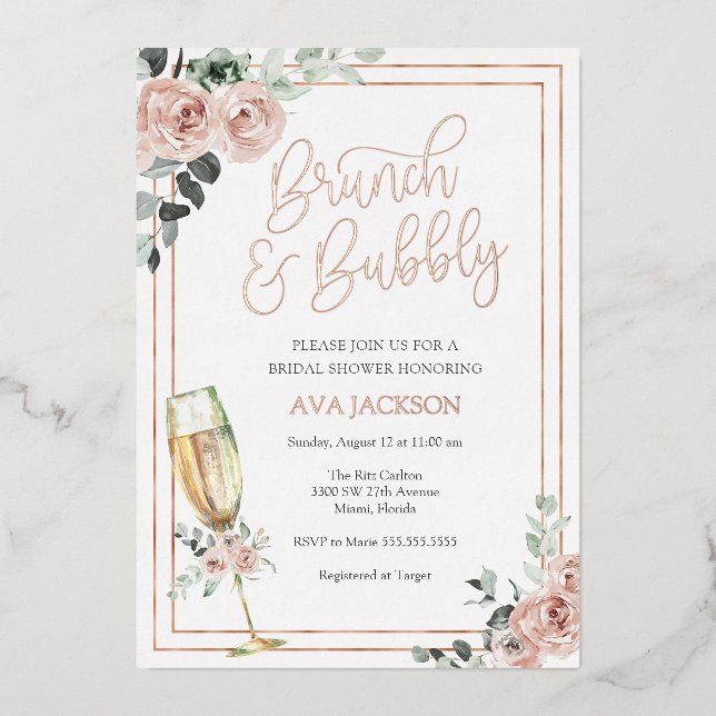 Brunch and Bubbly Blush Florals Bridal Shower (Front)