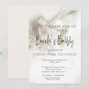 Brunch and Bubbly Blush Pink Peach Blossoms Invitation