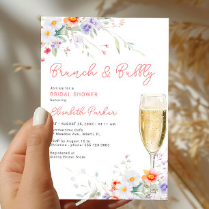 Brunch and bubbly botanical bridal shower invitation