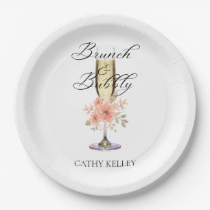 Brunch and Bubbly Bridal Shower 9" Round  Paper Plate