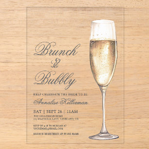 Brunch And Bubbly Bridal Shower Acrylic Invitations