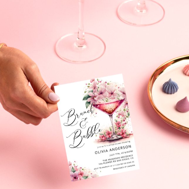 Brunch and Bubbly Bridal Shower Floral Invitation (Creator Uploaded)