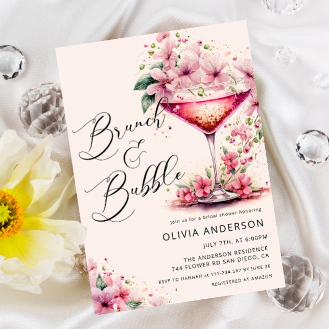 Brunch and Bubbly Bridal Shower Floral Invitation (Creator Uploaded)