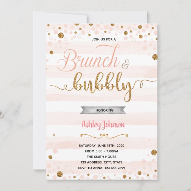 Brunch and bubbly bridal shower invitation (Front)