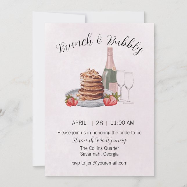  Brunch and Bubbly Bridal Shower Invitation (Front)