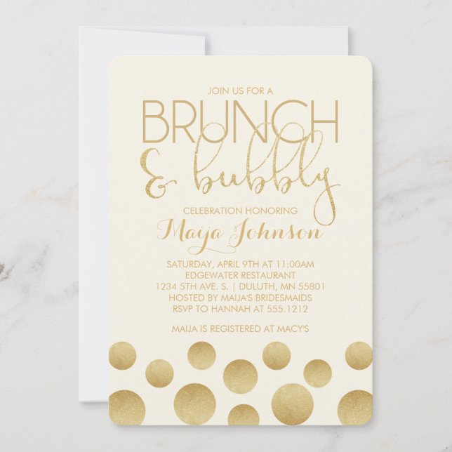 Brunch and Bubbly Bridal Shower Invitation (Front)