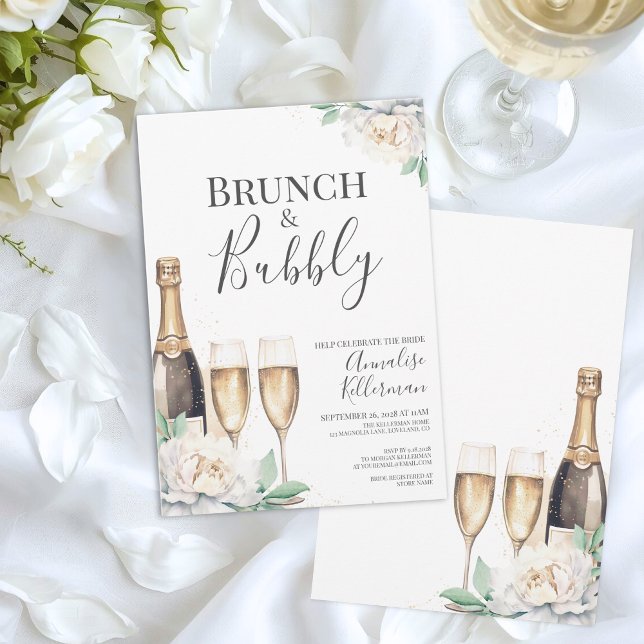 Brunch And Bubbly Bridal Shower Invitation (Brunch And Bubbly Floral Bridal Shower Invitation)