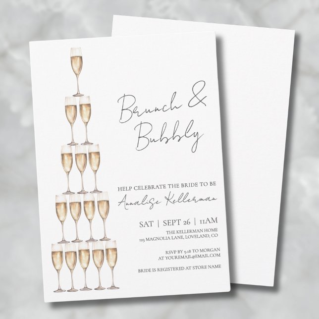 Brunch And Bubbly Bridal Shower Invitation (Brunch And Bubbly Elegant Bridal Shower Invitation)