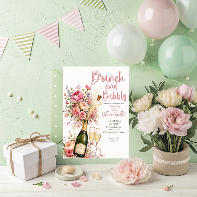 Brunch and Bubbly Bridal Shower Invitation (Brunch and Bubbly Bridal Shower Invitation.)