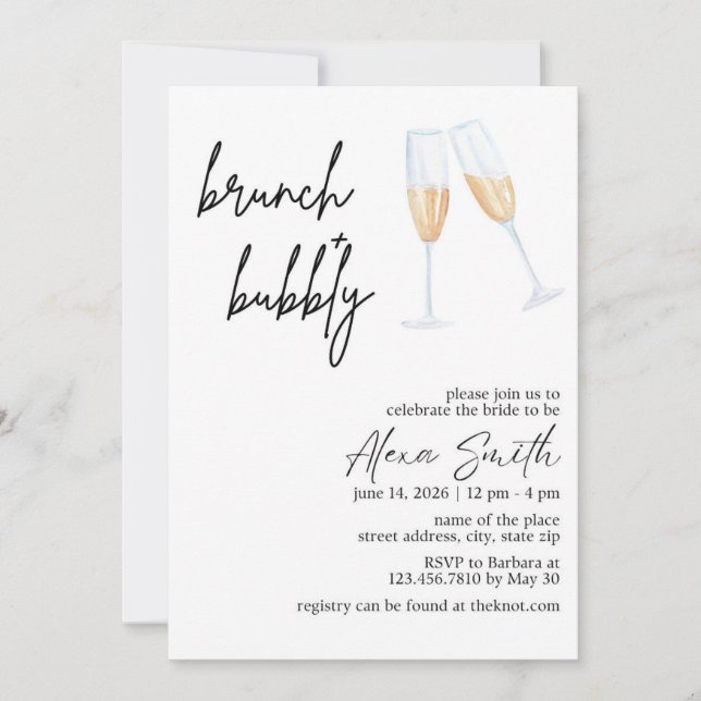 Brunch and Bubbly Bridal Shower Invitation (Front)