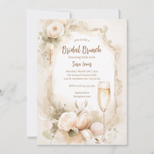 Brunch and Bubbly bridal shower invitation-br1 Invitation (Front)