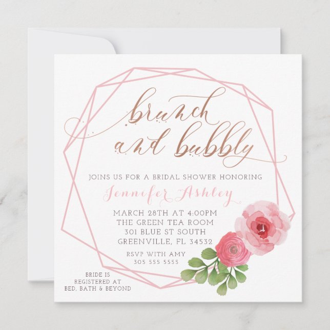 BRUNCH AND BUBBLY BRIDAL SHOWER INVITE (Front)