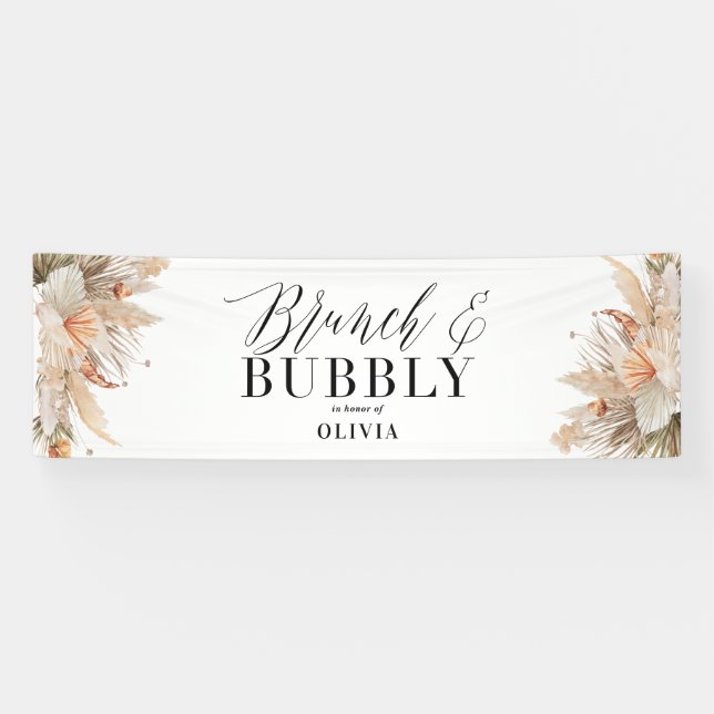 brunch and bubbly Bridal shower pampas grass Banner (Horizontal)