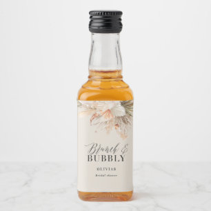 brunch and bubbly Bridal shower pampas grass Liquo Liquor Bottle Label