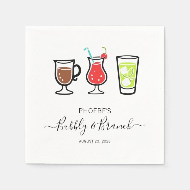 Brunch and Bubbly Bridal Shower Paper Napkin (Front)