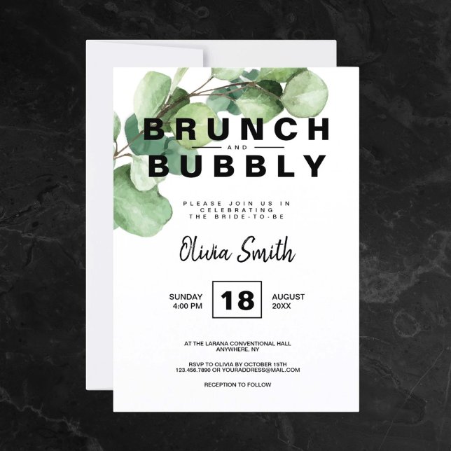 Brunch and Bubbly Bridal Shower Rustic Greenery Invitation (Brunch and Bubbly Bridal Shower Rustic Greenery Invitation)