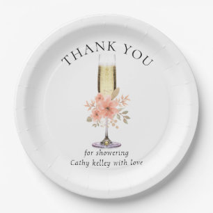 Brunch and Bubbly Bridal Shower Thank You 9" Round Paper Plate