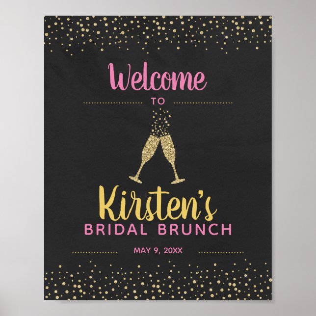 Brunch and Bubbly Bridal Shower Welcome Poster (Front)