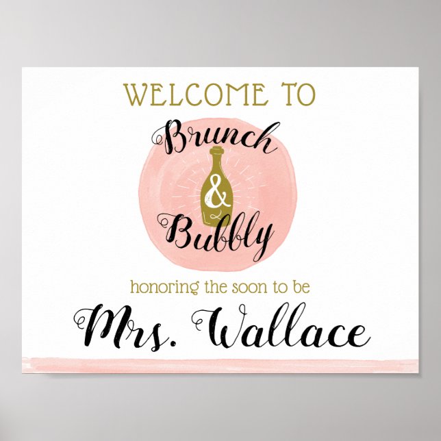 Brunch and Bubbly Bridal Shower Welcome Sign (Front)