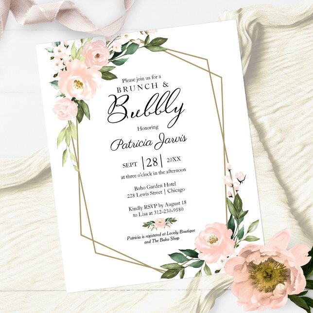 Brunch And Bubbly Budget Floral Invitation  (Creator Uploaded)