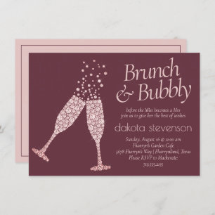 Brunch and Bubbly Burgundy and Blush Pink Shower Invitation